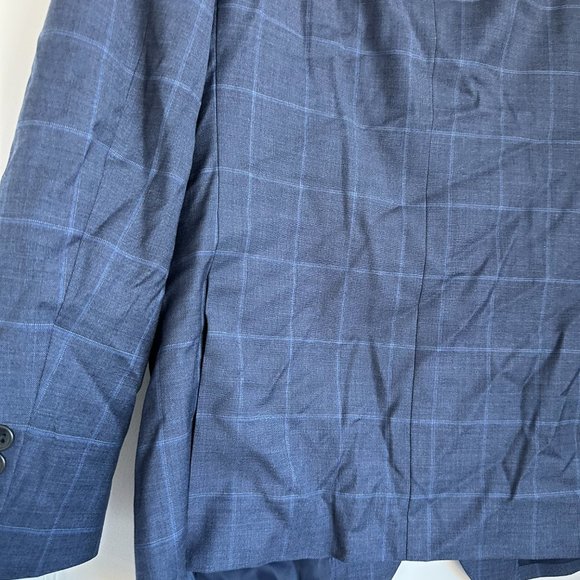 Bonobos Italian Men's Blazer Jacket Slim Fit Wool Blue Windowpane Stretch 40R - Picture 7 of 7